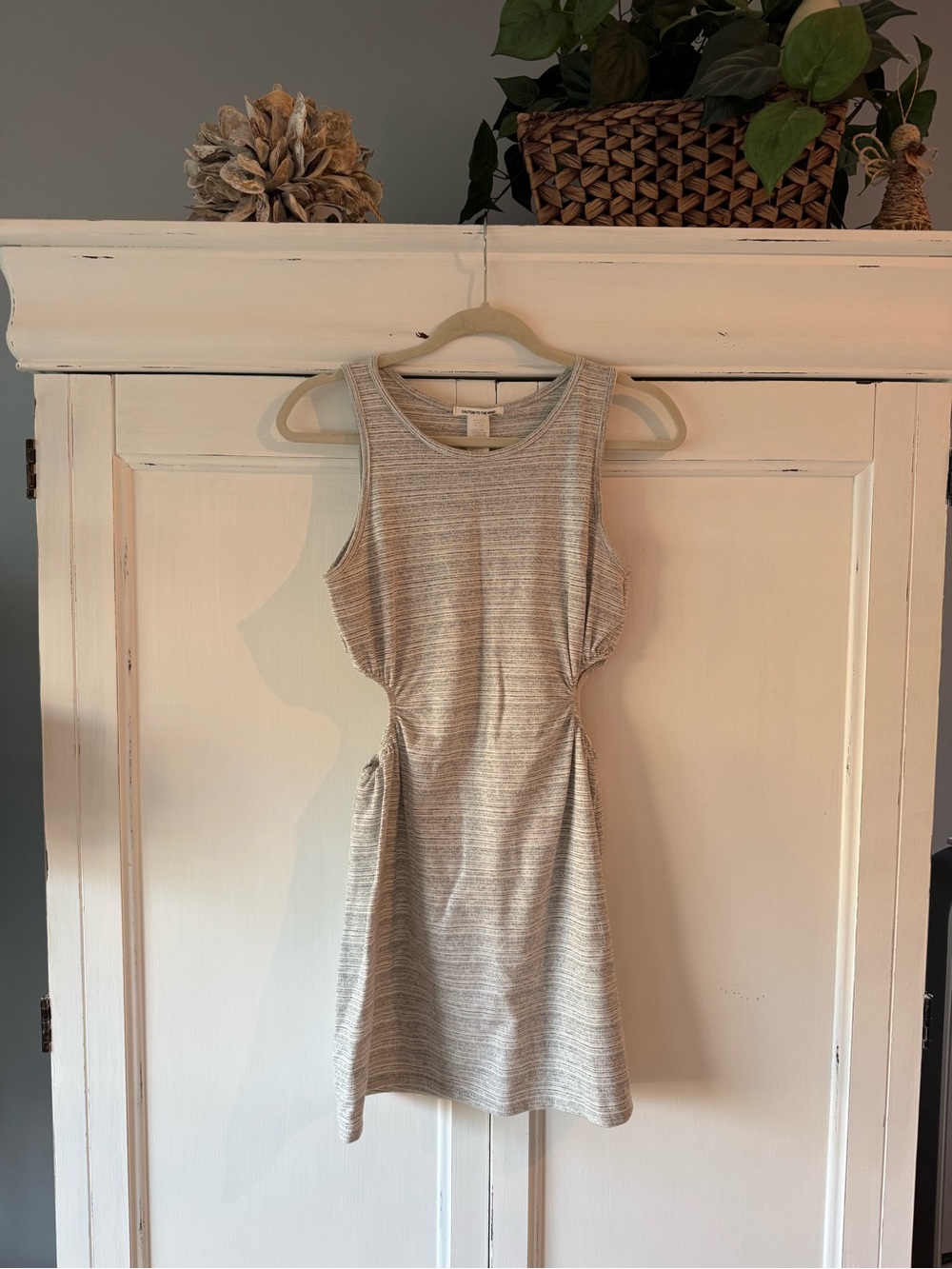 Caution To The Wind Sleeveless Heathered Grey Mini Dress